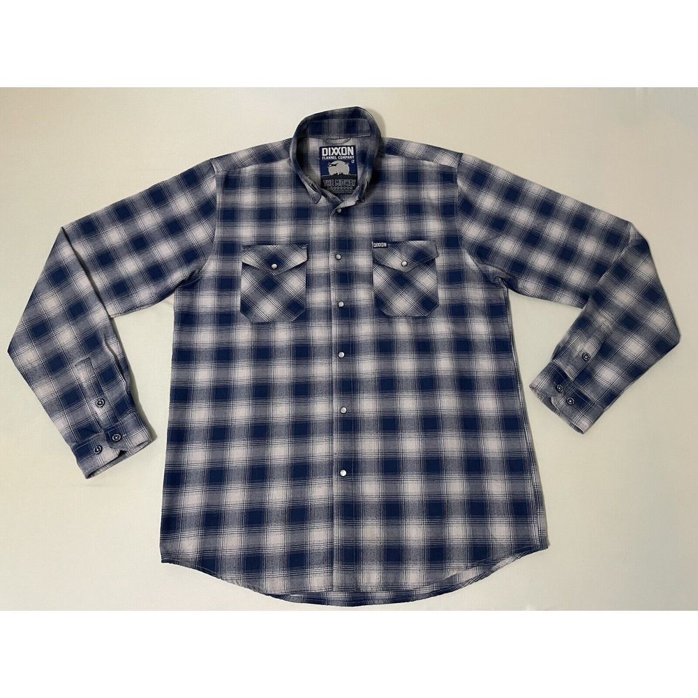 DIXXON Blue and White Plaid Casual Button Down Shirt